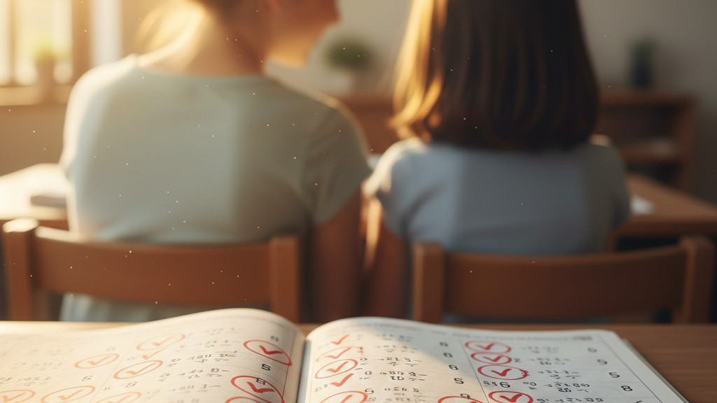 AIに教え方を相談した結果、算数のワークブックを楽しく進める親子のイメージ画像